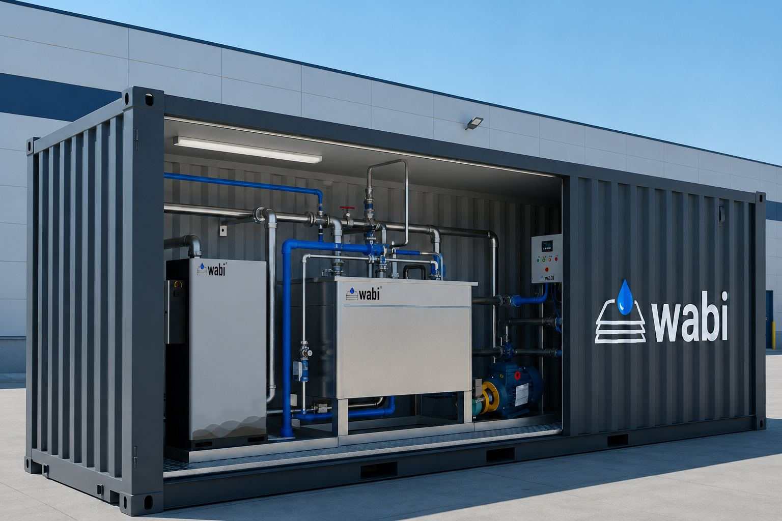 The Wabi H2O Box, a water treatment plant inside a shipping container